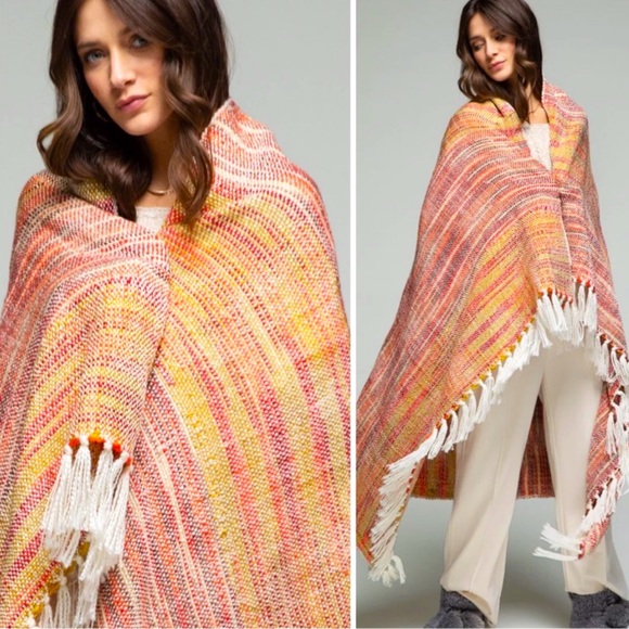 🧶Chunky Yarn🧶 MultiColor Throw Blanket-Blood Orange- - Picture 8 of 9